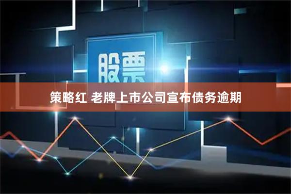 策略红 老牌上市公司宣布债务逾期