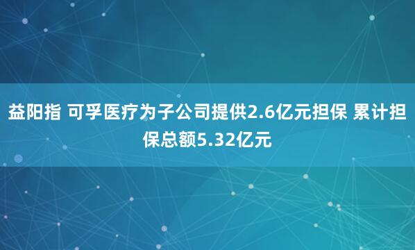 益阳指 可孚医疗为子公司提供2.6亿元担保 累计担保总额5.32亿元